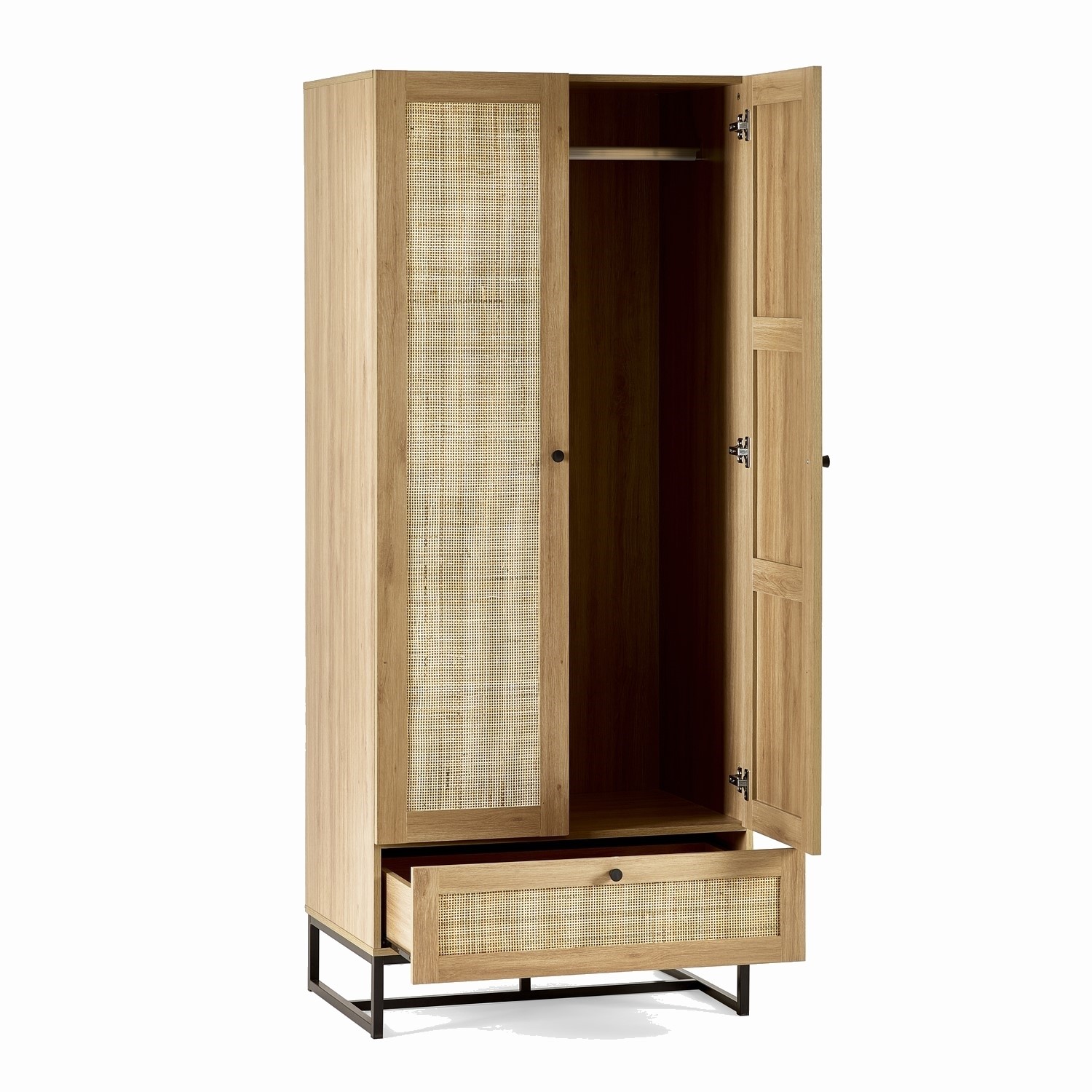 Read more about Rattan rustic 2 door double wardrobe with drawer padstow julian bowen